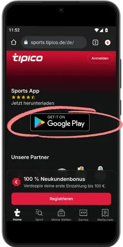 Tipico Android App Besuchen Sie die offizielle Website