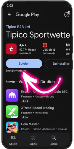 Tipico Android App Klicken Sie auf die Spielen